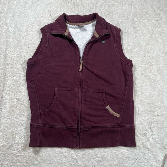 Nike Sherpa Lined Vest Womens Jacket Full Zip Burgundy Gray Tag - Picture 1 of 5